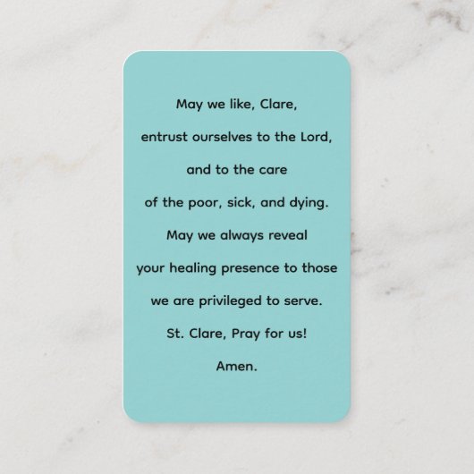 セントクレア祈りの言葉カード 名刺 (裏面)