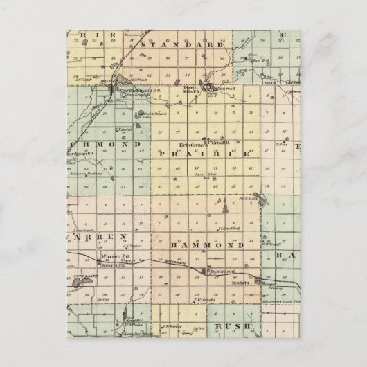 セントクロワ郡の地図 ポストカード (正面)