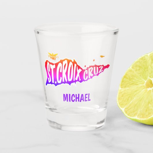 セントクロワ、クルス、米国ヴァージン諸島夕日 ショットグラス (正面)
