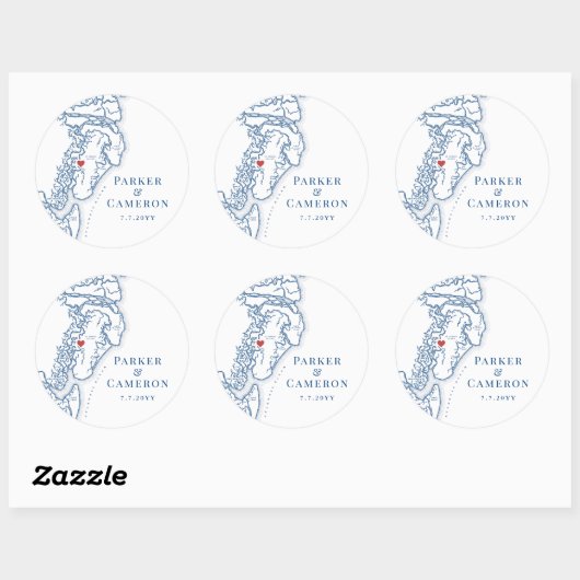 セントサイモンズアイランドアンドシーアイランドマップ結婚式の引き出物 ラウンドシール (シート)