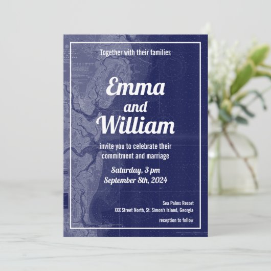 セントサイモンズアイランドジョージアヴィンテージマップ結婚の 招待状 (スタンド正面)