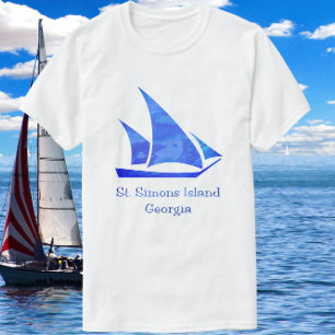 セントサイモンズアイランドジョージア海ブルーセーリングボート Tシャツ