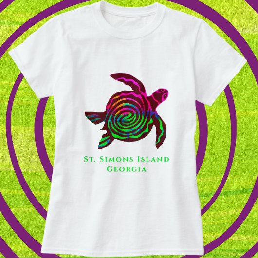 セントサイモンズアイランドGAシーカラフルタートルシャツ Tシャツ