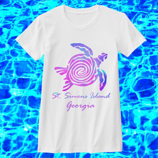 セントサイモンズアイランドGA鮮やか海ウミガメ Tシャツ