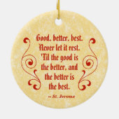 セントジェロームは（鳥）ショウジョウコウカンチョウとやる気を起こさせる引用文 セラミックオーナメント (裏面)