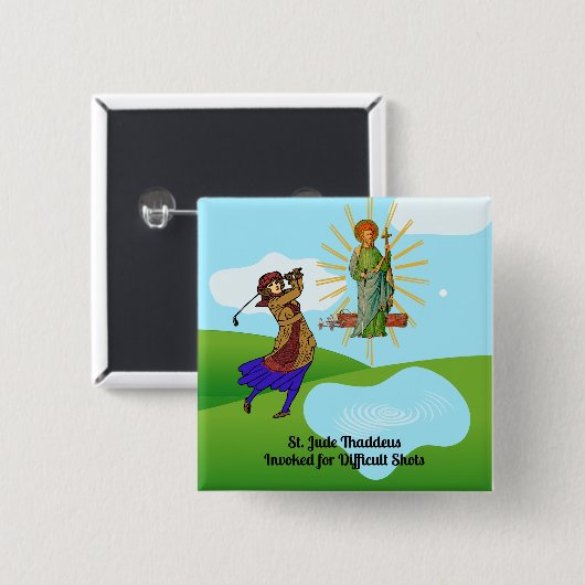セントジュード・サディアス&イントレピッド女性ゴルファー 缶バッジ (正面&裏面)