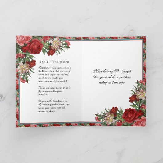 セントジョセフイエズレッドローゼズメモリアレ祈りの言葉 カード (内部)