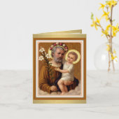 セントジョセフベビーイエスカトリック宗教ヴィンテージ カード (黄色い花)