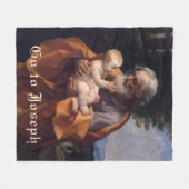 セントジョセフベビーイエス宗教カトリック祈りの言葉 フリースブランケット (正面(横))