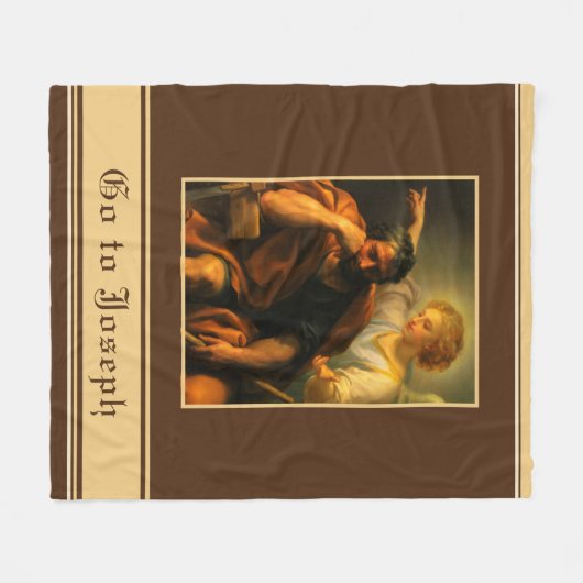 セントジョセフベビーイエス宗教カトリック祈りの言葉 フリースブランケット (正面(横))