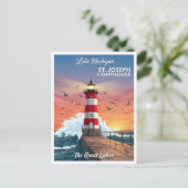 セントジョセフライトハウスオンミシガン湖 ポストカード (スタンド正面)