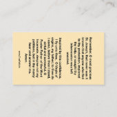 セントジョセフ祈りの言葉カード 名刺 (裏面)