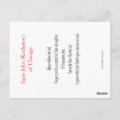 セントジョンオブシカゴカード祈りの言葉 ポストカード (裏面)