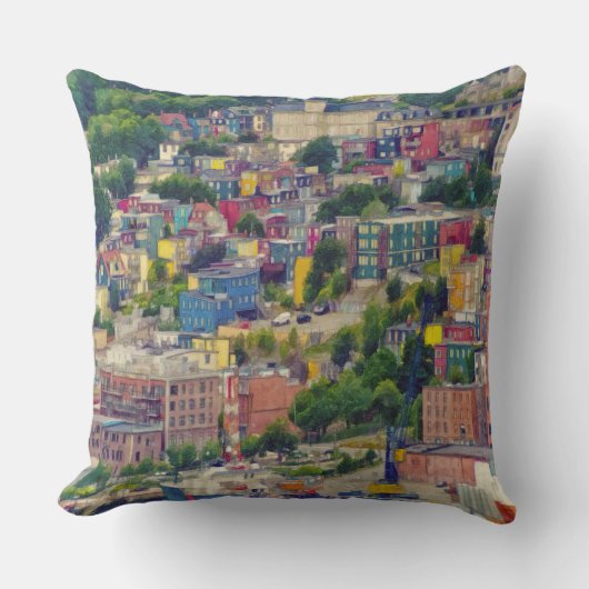 セントジョンズニューファンドランドカラフルカ絵画ナズ クッション (正面)