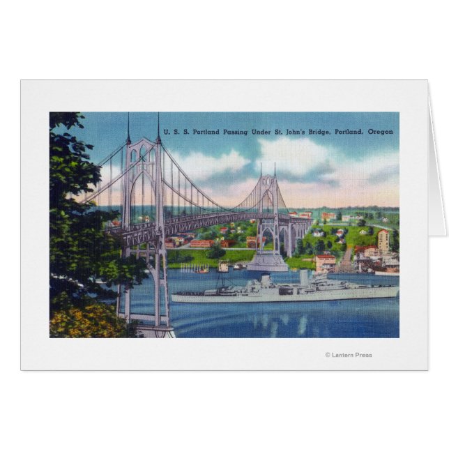 セントジョンズ・ブリッジを通過するUSSポートランド (正面横)