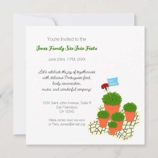 セントジョンポルトガルフェスタネイバーホテル 招待状 (裏面)