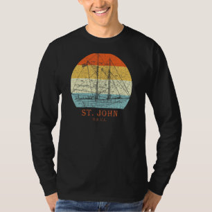 セントジョンユスヴィヴィンテージレトロブループリントシルボートバカ Tシャツ