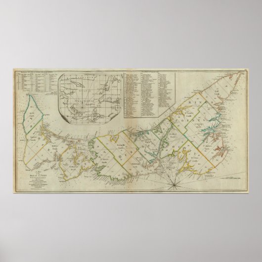 セントジョン島の地図 ポスター (正面)