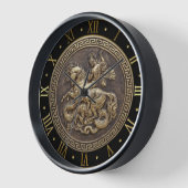 セントジョージがドラゴンを退治する壁掛け時計 壁時計 (傾斜)