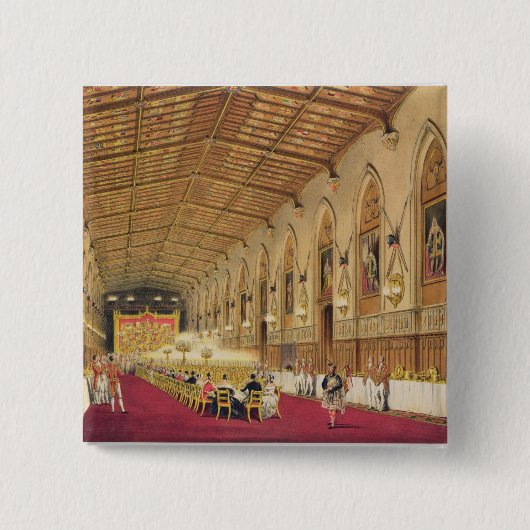 セントジョージのホールのWindsorの城1838年(ついている色 缶バッジ (正面)