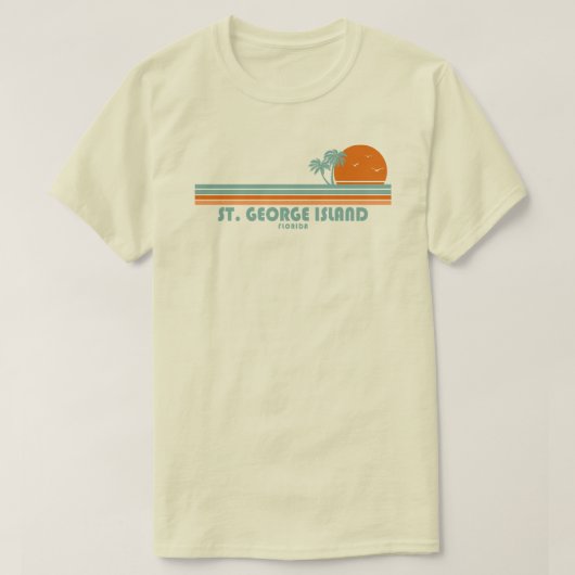 セントジョージアイランド フロリダ 陽光 ヤシの木 Tシャツ (デザイン正面)