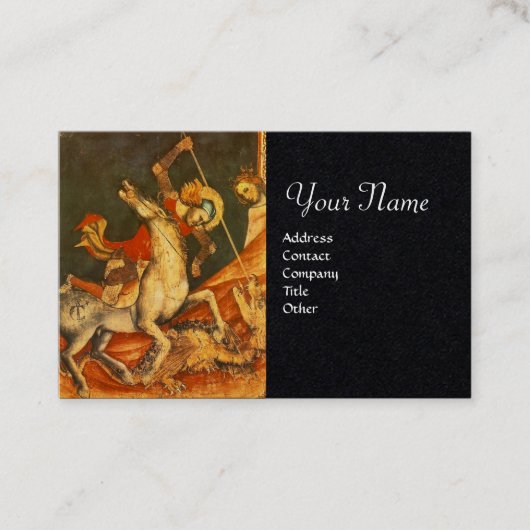 セントジョージズバトルドラゴンモノグラムブラック紙 名刺 (正面)