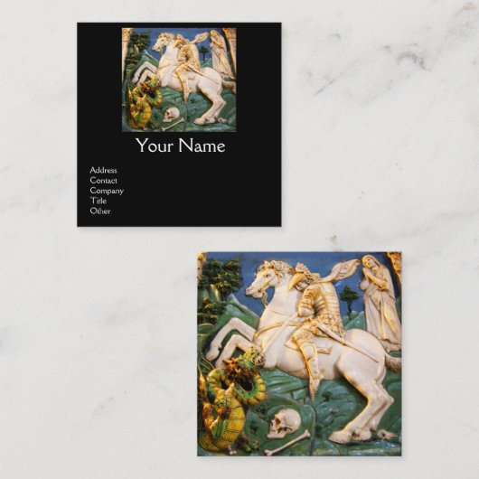 セントジョージドラゴンとプリンセスブラック スクエア名刺 (正面/裏面)