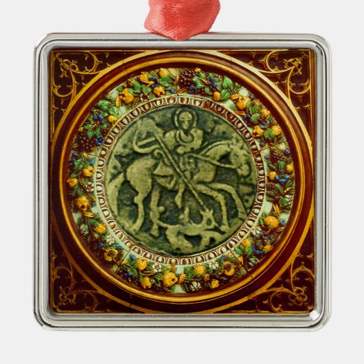 セントジョージドラゴンブロンズフローラクラウン メタルオーナメント (正面)