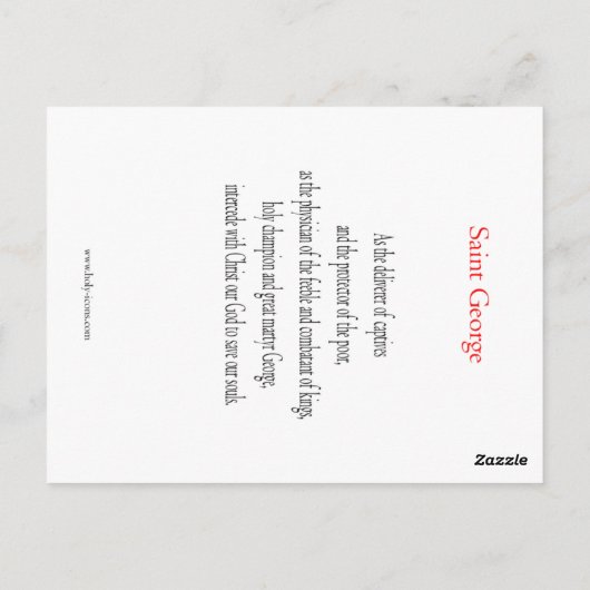 セントジョージ祈りの言葉カード ポストカード (裏面)