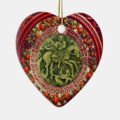 セントジョージ、ドラゴン/MADONNAおよび子供の花柄のハート セラミックオーナメント (右)