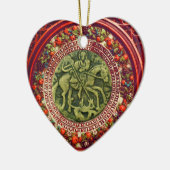 セントジョージ、ドラゴン/MADONNAおよび子供の花柄のハート セラミックオーナメント (左)
