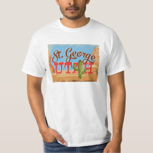 セントジョージ・ユタの漫画砂漠ビンテージ・トラベル Tシャツ