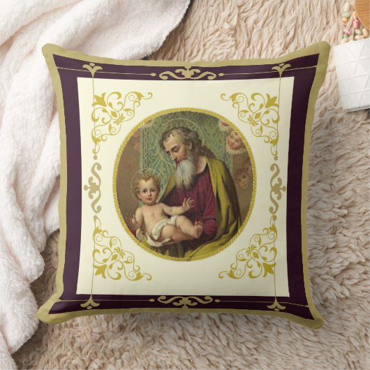 セントジョーゼフおよび子供のイエス・キリストのカトリック教徒 クッション (ブランケット)