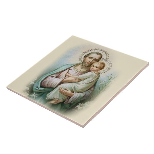 セントジョーゼフの子供のイエス・キリストの伝統的なユリ タイル (側面)