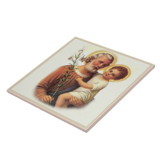 セントジョーゼフの子供のイエス・キリストの伝統的なユリ タイル (側面)