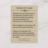 セントジョーゼフの子供のイエス・キリストMemorareの神聖なカード 名刺 (裏面)