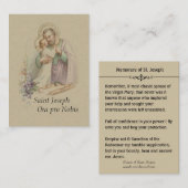セントジョーゼフの子供のイエス・キリストMemorareの神聖なカード 名刺 (正面/裏面)