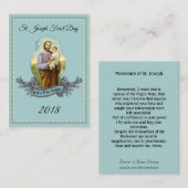 セントジョーゼフの宴会日のMemorareの祈りの言葉の神聖なカード 名刺 (正面/裏面)