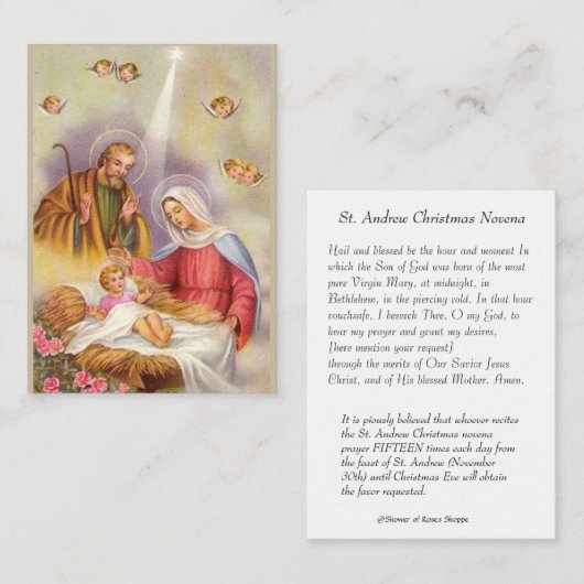 セントジョーゼフの母メリーのベビーイエス・キリストの神聖な天使 名刺 (正面/裏面)