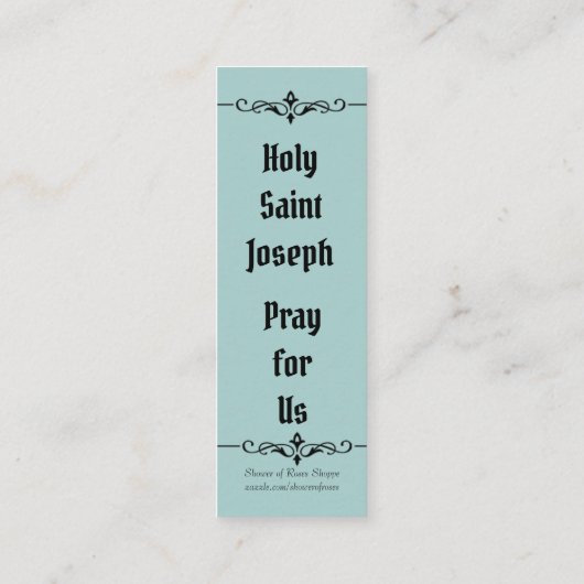 セントジョーゼフの祭壇の宴会日神聖なカード好意 スキニー名刺 (裏面)