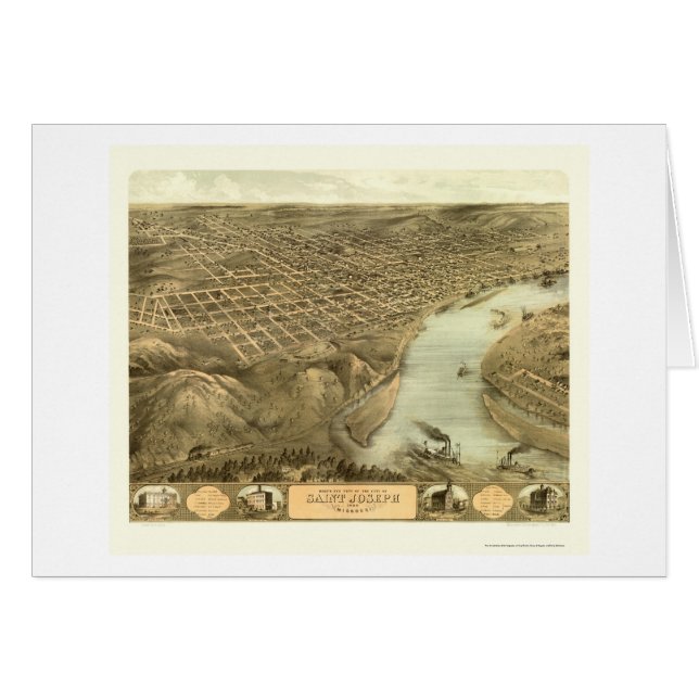 セントジョーゼフのMOのパノラマ式の地図- 1868年 (正面横)