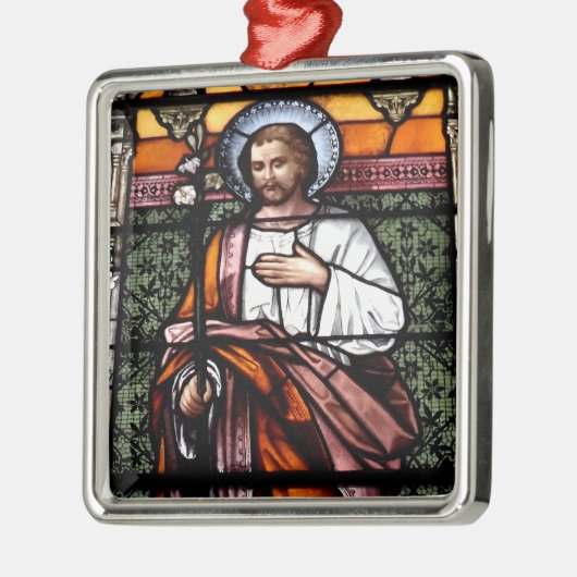 セントジョーゼフは私達のために-ステンドグラス窓を祈ります メタルオーナメント (左)