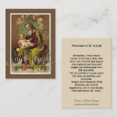 セントジョーゼフイエス・キリストの天使のMemorareの祈りの言葉の神聖なカード 名刺 (正面/裏面)