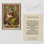 セントジョーゼフイエス・キリストの天使のMemorareの祈りの言葉 名刺 (正面/裏面)