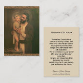 セントジョーゼフイエス・キリストの天使のMemorareの祈りの言葉 名刺 (正面/裏面)