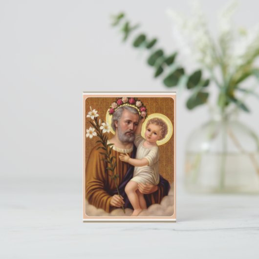 セントジョーゼフイエス・キリストユリのMemorareの祈りの言葉 名刺 (スタンド正面)