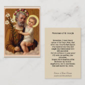 セントジョーゼフイエス・キリストユリのMemorareの祈りの言葉 名刺 (正面/裏面)
