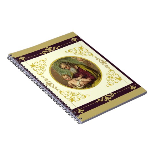 セントジョーゼフ及び子供のイエス・キリストの装飾的な金ゴールド ノートブック (右側)