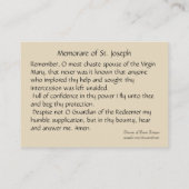 セントジョーゼフMemorareの神聖なカード 名刺 (裏面)