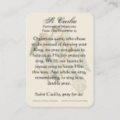 セントセシリアミュージシャンカトリック祈りの言葉 プレイスカード (裏面)